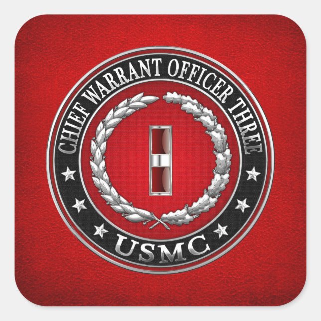 Sticker Carré Marines des États-Unis : Adjudant-chef trois (USMC (Devant)