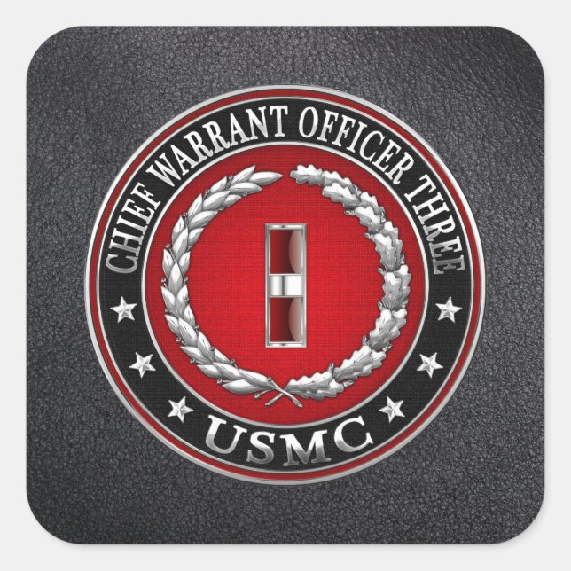 Sticker Carré Marines des États-Unis : Adjudant-chef trois (USMC (Devant)