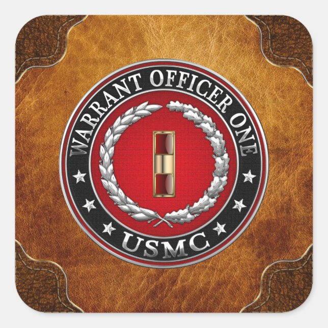 Sticker Carré Marines des États-Unis : Adjudant un (USMC WO-1) [ (Devant)
