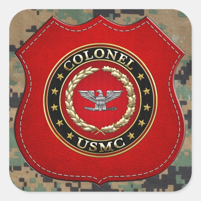 Sticker Carré Marines des États-Unis : Colonel (USMC Col) [3D] (Devant)