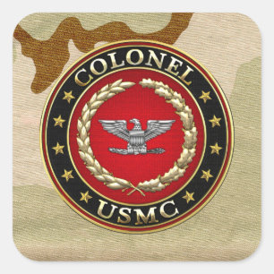 Sticker Carré Marines des États-Unis : Colonel (USMC Col) [3D]