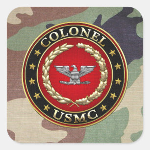 Sticker Carré Marines des États-Unis : Colonel (USMC Col) [3D]