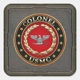 Sticker Carré Marines des États-Unis : Colonel (USMC Col) [3D]