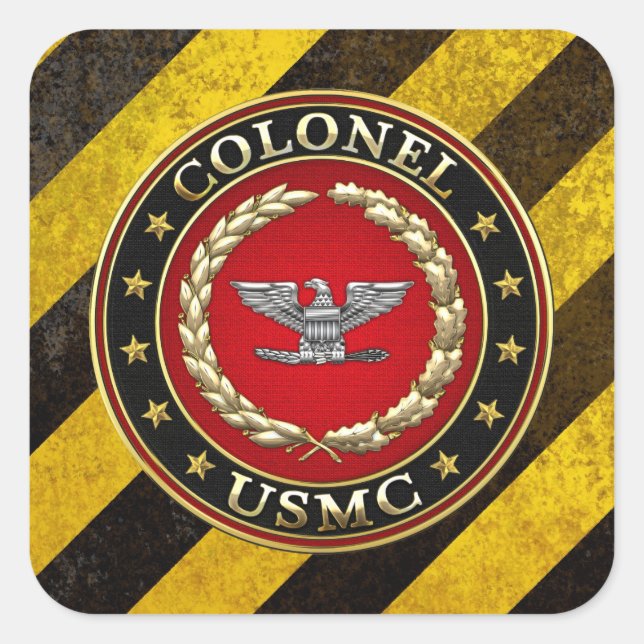Sticker Carré Marines des États-Unis : Colonel (USMC Col) [3D] (Devant)
