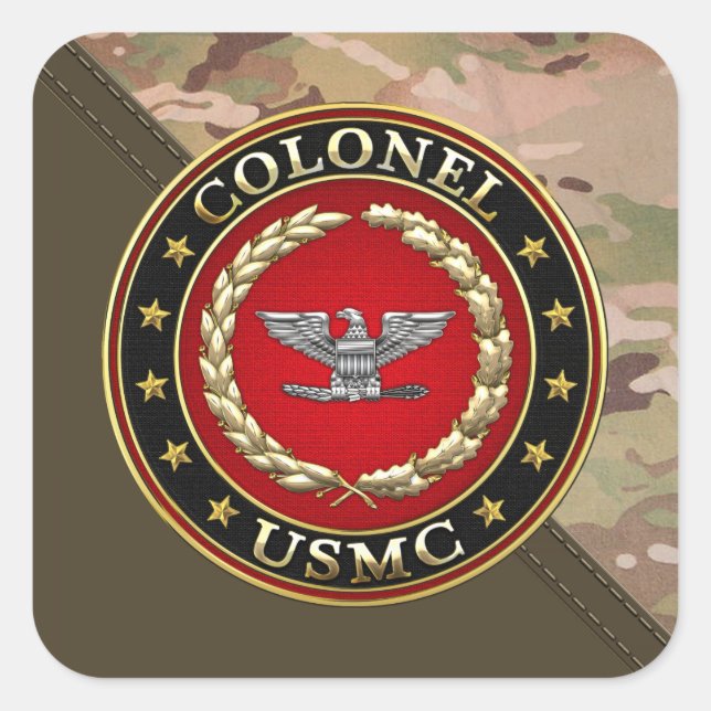 Sticker Carré Marines des États-Unis : Colonel (USMC Col) [3D] (Devant)