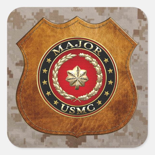 Sticker Carré Marines des États-Unis : Major (major de l'USMC) [ (Devant)