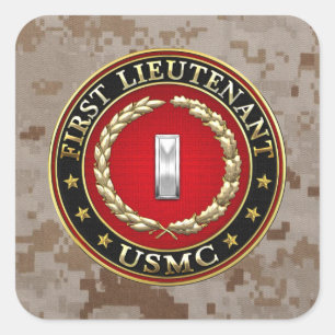 Sticker Carré Marines des États-Unis : Premier lieutenant (USMC