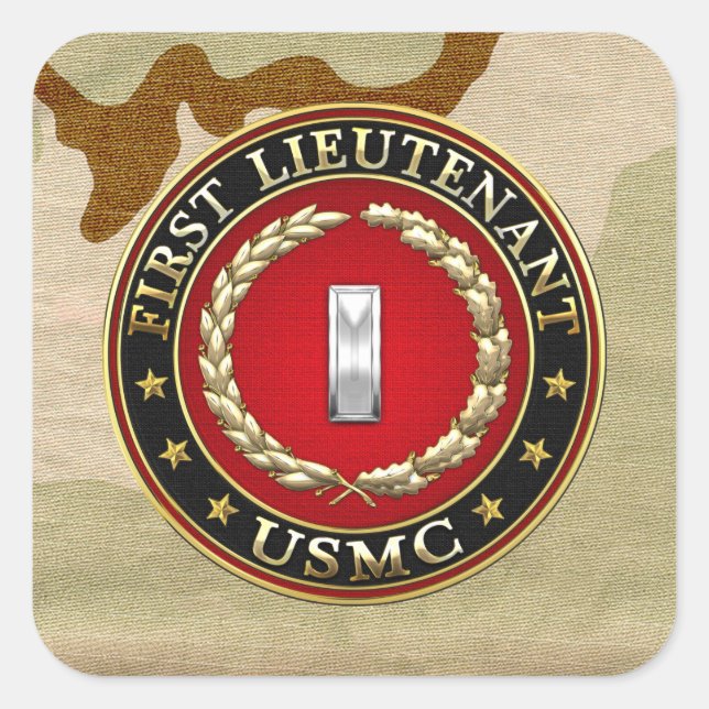Sticker Carré Marines des États-Unis : Premier lieutenant (USMC  (Devant)