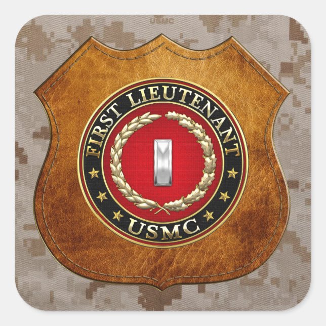 Sticker Carré Marines des États-Unis : Premier lieutenant (USMC  (Devant)