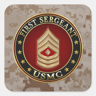 Sticker Carré Marines des États-Unis : Premier sergent (USMC 1er