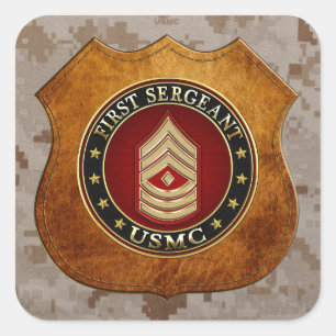 Sticker Carré Marines des États-Unis : Premier sergent (USMC 1er