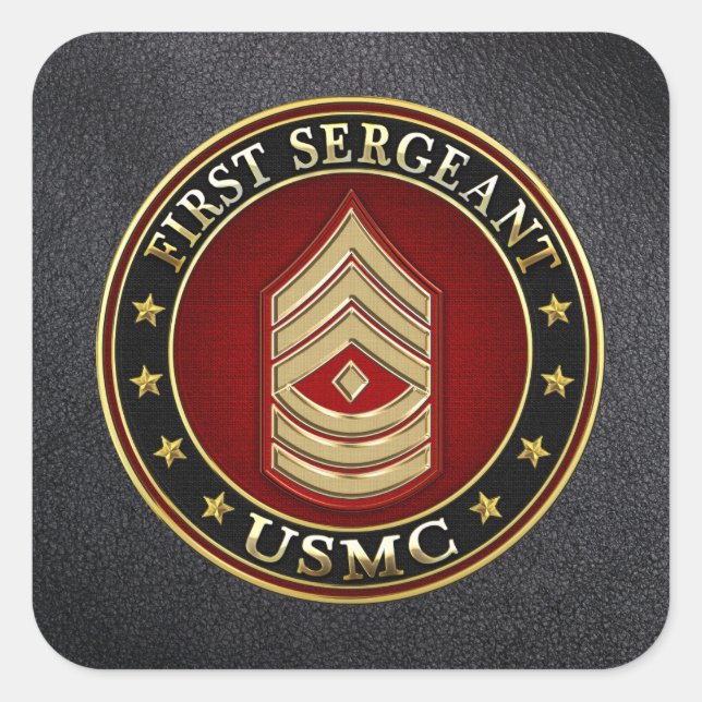 Sticker Carré Marines des États-Unis : Premier sergent (USMC 1er (Devant)