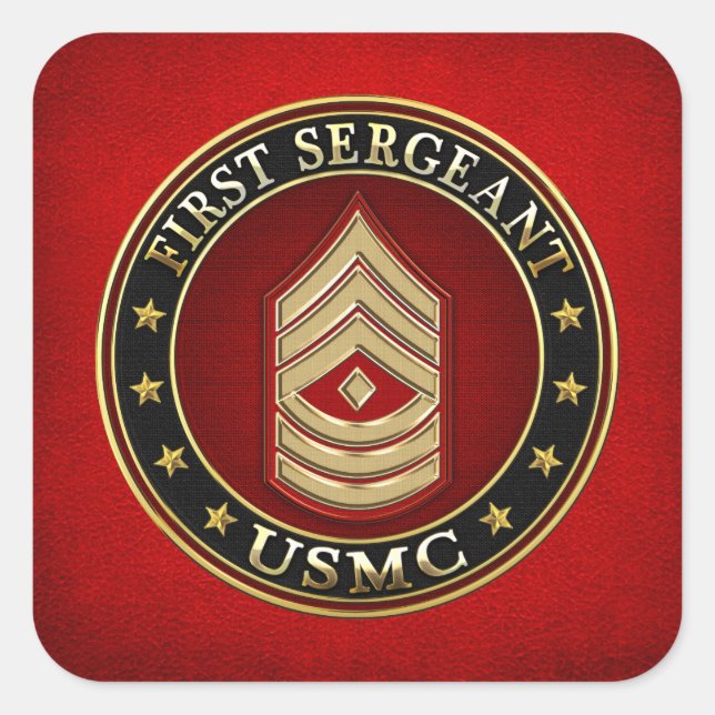 Sticker Carré Marines des États-Unis : Premier sergent (USMC 1er (Devant)