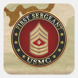 Sticker Carré Marines des États-Unis : Premier sergent (USMC 1er