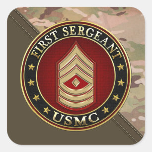 Sticker Carré Marines des États-Unis : Premier sergent (USMC 1er