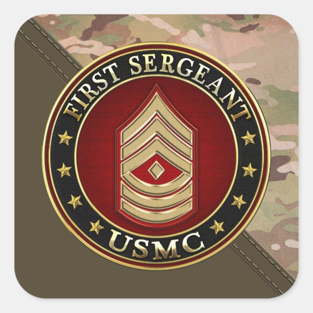 Sticker Carré Marines des États-Unis : Premier sergent (USMC 1er (Devant)