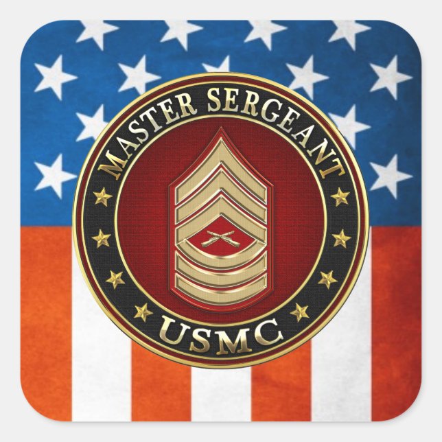 Sticker Carré Marines des États-Unis : Sergent-maître (USMC MSgt (Devant)