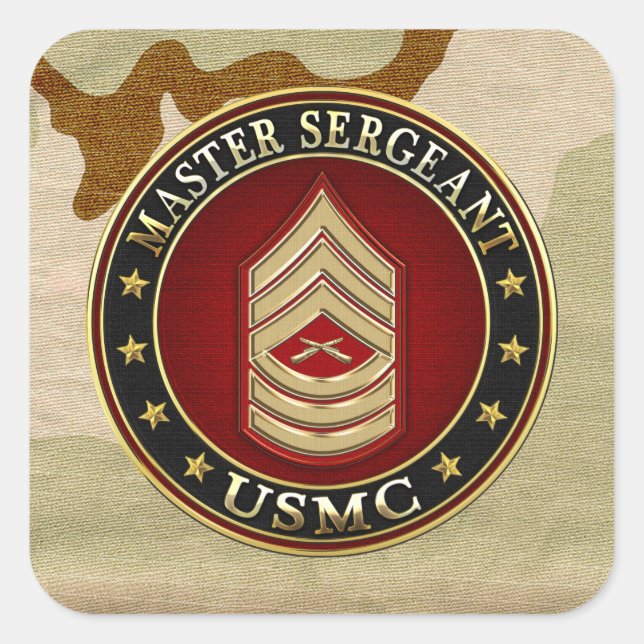 Sticker Carré Marines des États-Unis : Sergent-maître (USMC MSgt (Devant)