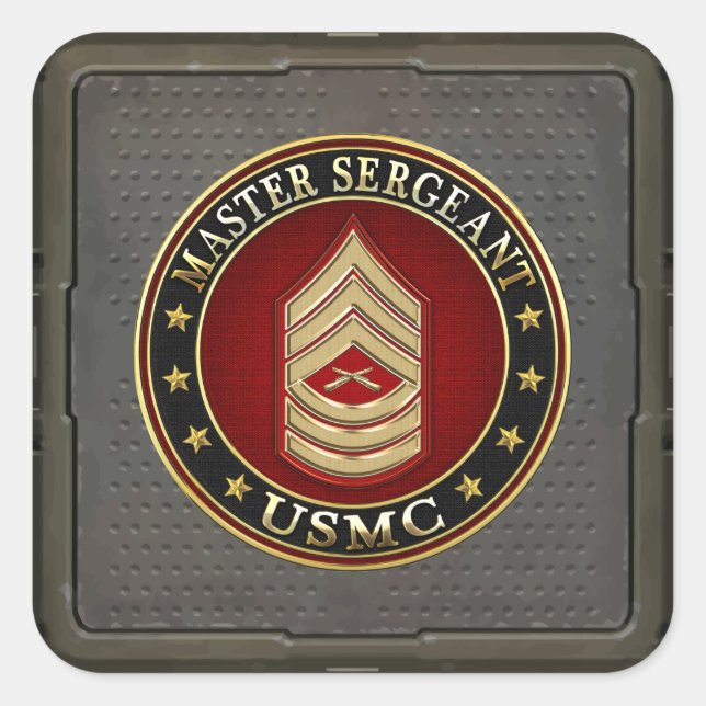Sticker Carré Marines des États-Unis : Sergent-maître (USMC MSgt (Devant)