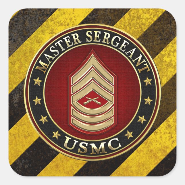 Sticker Carré Marines des États-Unis : Sergent-maître (USMC MSgt (Devant)