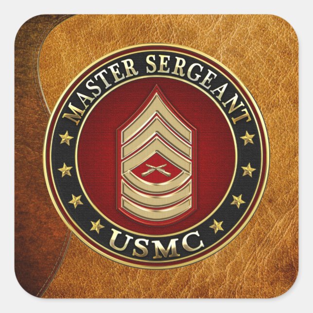 Sticker Carré Marines des États-Unis : Sergent-maître (USMC MSgt (Devant)