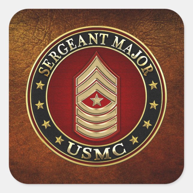 Sticker Carré Marines des États-Unis : Sergent-major (SgtMaj de  (Devant)