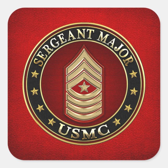Sticker Carré Marines des États-Unis : Sergent-major (SgtMaj de  (Devant)