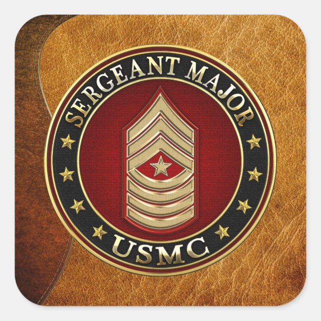 Sticker Carré Marines des États-Unis : Sergent-major (SgtMaj de  (Devant)