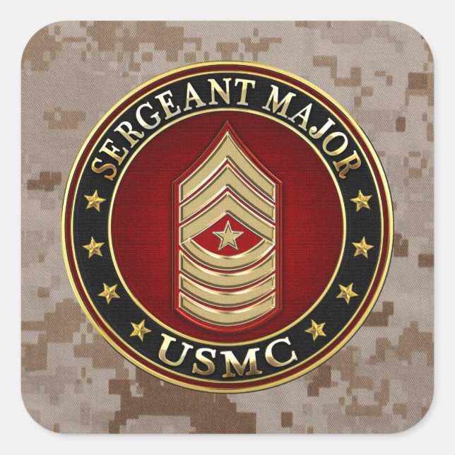 Sticker Carré Marines des États-Unis : Sergent-major (SgtMaj de  (Devant)