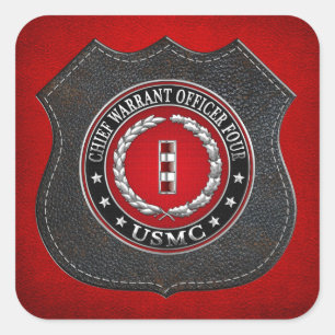 Sticker Carré Marines des USA : Garantie en chef quatre (usmc