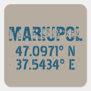 Sticker Carré Mariupol Ukraine Latitude & Longitude en détresse