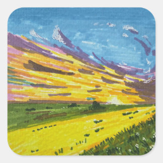 Sticker Carré Marker Landscape Painting 