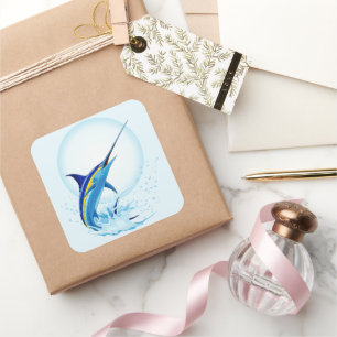 Sticker Carré Marlin Bleu Jaillissant de l'Océan