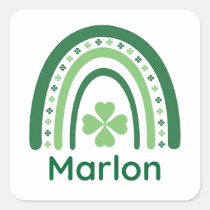 Sticker Carré Marlon Nom Clover Boho Rainbow
