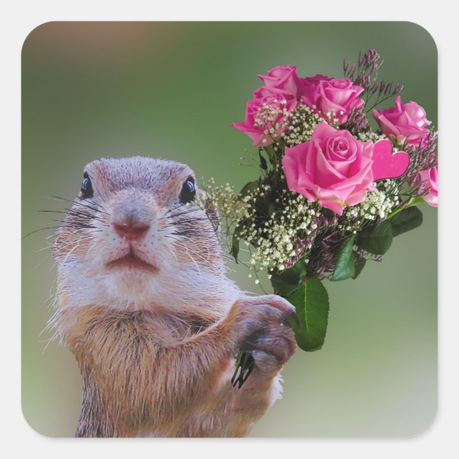 Sticker Carré Marmot bouquet (Devant)