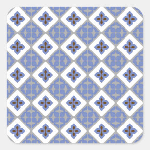 Sticker Carré Marocain Carrelage Floral Motif Lilac Gris Brown