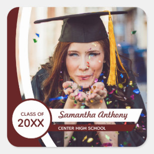 Sticker Carré Maroon Courbé Frame Photo Graduation