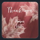 Sticker Carré maroon feuille mariage de automne<br><div class="desc">Ces autocollants de remerciement mariage automnal ont un thème de couleur marron avec des feuilles d'érable monochromatiques subtils accédant à un arrière - plan de dégradé marron clair à foncé - par katz_d_zynes</div>