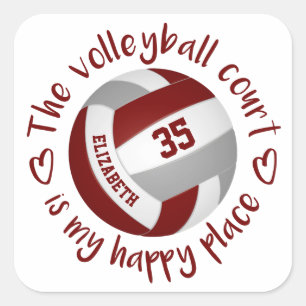 Sticker Carré maroon grey volleyball heureux lieu typographie