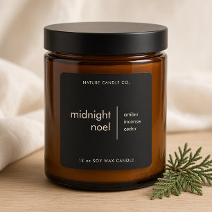 Sticker Carré Marque de bougie minimaliste noir Midnight Noel