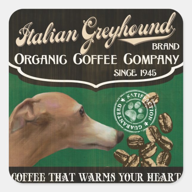 Sticker Carré Marque italienne Greyhound - Organic Coffee Compan (Devant)