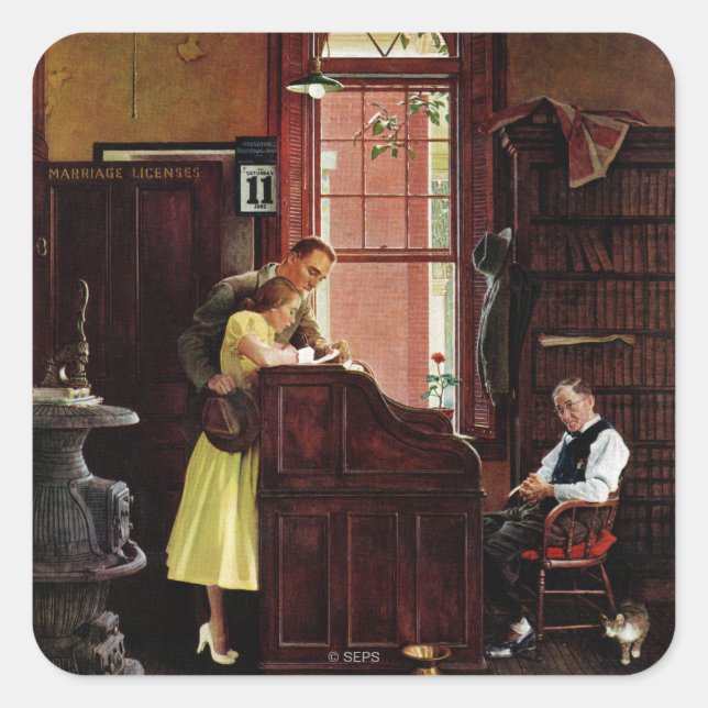 Sticker Carré Marriage license by Norman Rockwell (Devant)