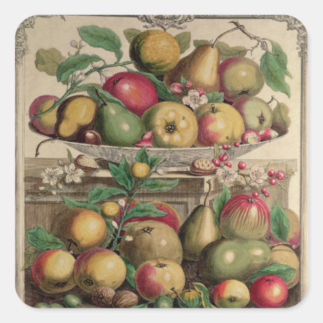 Sticker Carré Mars, à partir de "Douze mois de fruits" (Devant)