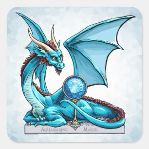 Sticker Carré Mars Dragon de Pierre de naissance : Aquamarine