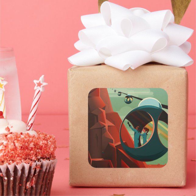 Sticker Carré Mars Olympus Mons Système solaire Volcano le plus  (Fête)