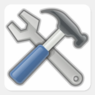 Sticker Carré Marteau et clé