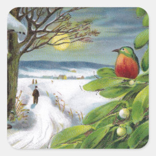 Sticker Carré Martin-pêcheur année vintage de gui la nouvelle