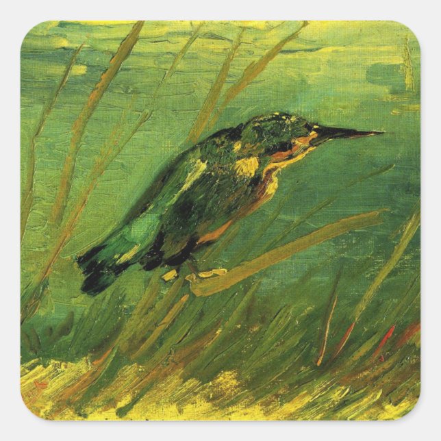 Sticker Carré Martin-pêcheur par Vincent van Gogh (Devant)