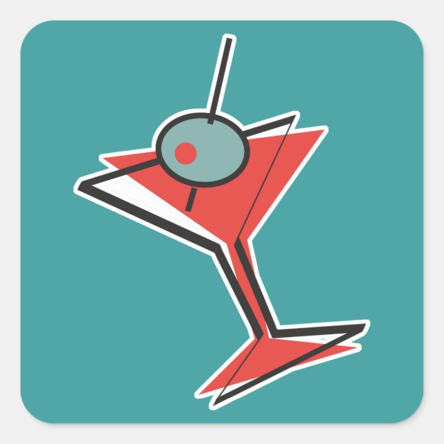 Sticker Carré martini à l'olive rétro (Devant)