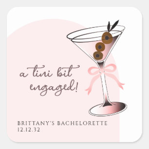 Sticker Carré Martini bit engagé Martini Pink Bachelorette